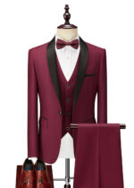 Men's 3-piece 1 Button Shawl Label Suit for Wedding & Formal Events