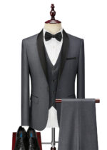 Men's 3-piece 1 Button Shawl Label Suit for Wedding & Formal Events