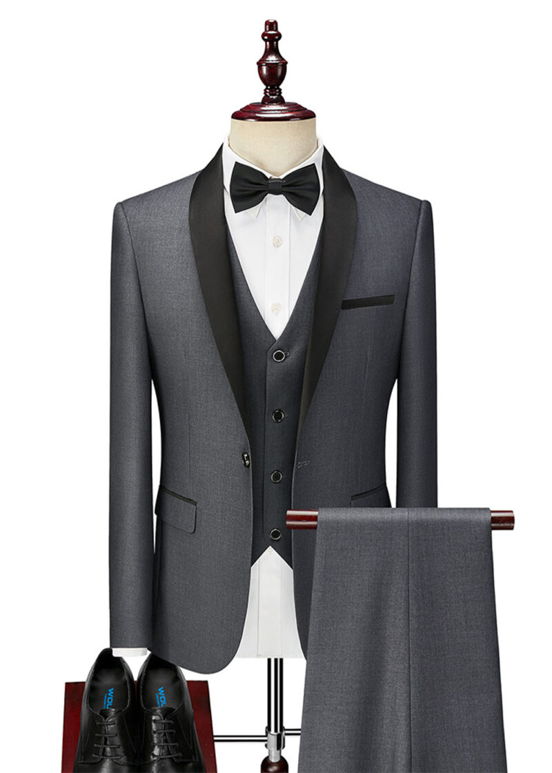 Men's 3-piece 1 Button Shawl Label Suit for Wedding & Formal Events
