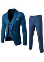 Mens 1 Button Slim Fit Vested Solid Suit for Wedding & Business