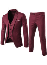 Mens 1 Button Slim Fit Vested Solid Suit for Wedding & Business