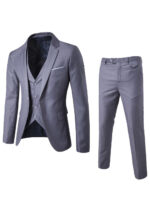 Mens 1 Button Slim Fit Vested Solid Suit for Wedding & Business