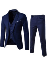 Mens 1 Button Slim Fit Vested Solid Suit for Wedding & Business