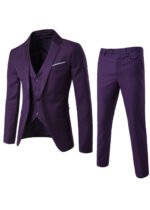 Mens 1 Button Slim Fit Vested Solid Suit for Wedding & Business