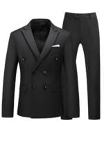Mens 2-piece Double-breasted Two Button Peak Lapel Wedding Suit