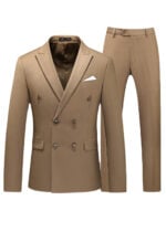 Mens 2-piece Double-breasted Two Button Peak Lapel Wedding Suit
