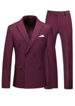 Mens 2-piece Double-breasted Two Button Peak Lapel Wedding Suit