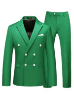 Mens 2-piece Double-breasted Two Button Peak Lapel Wedding Suit