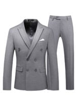 Mens 2-piece Double-breasted Two Button Peak Lapel Wedding Suit
