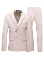 Mens 2-piece Double-breasted Two Button Peak Lapel Wedding Suit