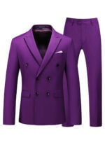 Mens 2-piece Double-breasted Two Button Peak Lapel Wedding Suit