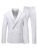 Mens 2-piece Double-breasted Two Button Peak Lapel Wedding Suit