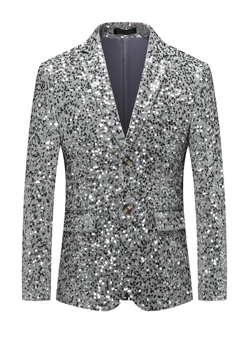 Mens Single-breasted Two Button Sequin Party Blazer Mens Single-breasted Two Button Sequin Party Blazer