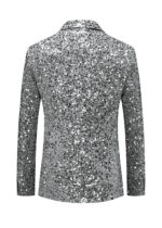 Mens Single-breasted Two Button Sequin Party Blazer