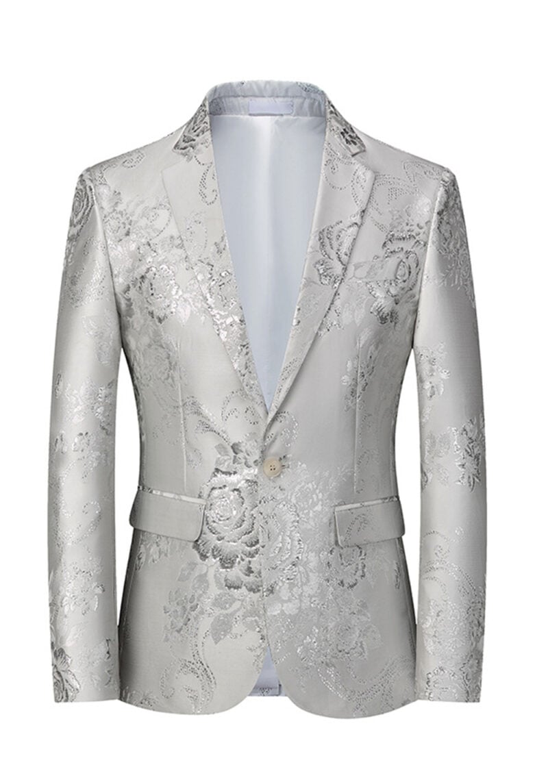 Men's Single-breasted 1-Button floral jacquard Blazer