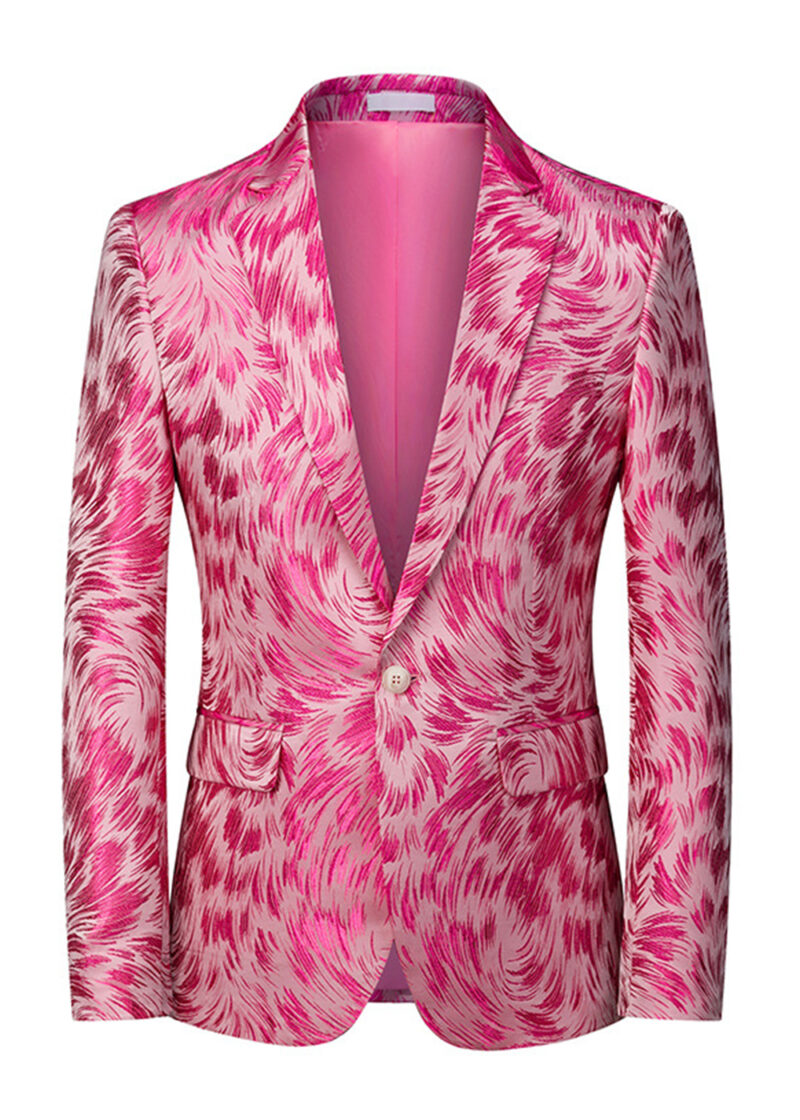 Men's Swirl Pattern 1 Button Notch Lapel Blazer
