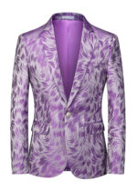 Men's Swirl Pattern 1 Button Notch Lapel Blazer