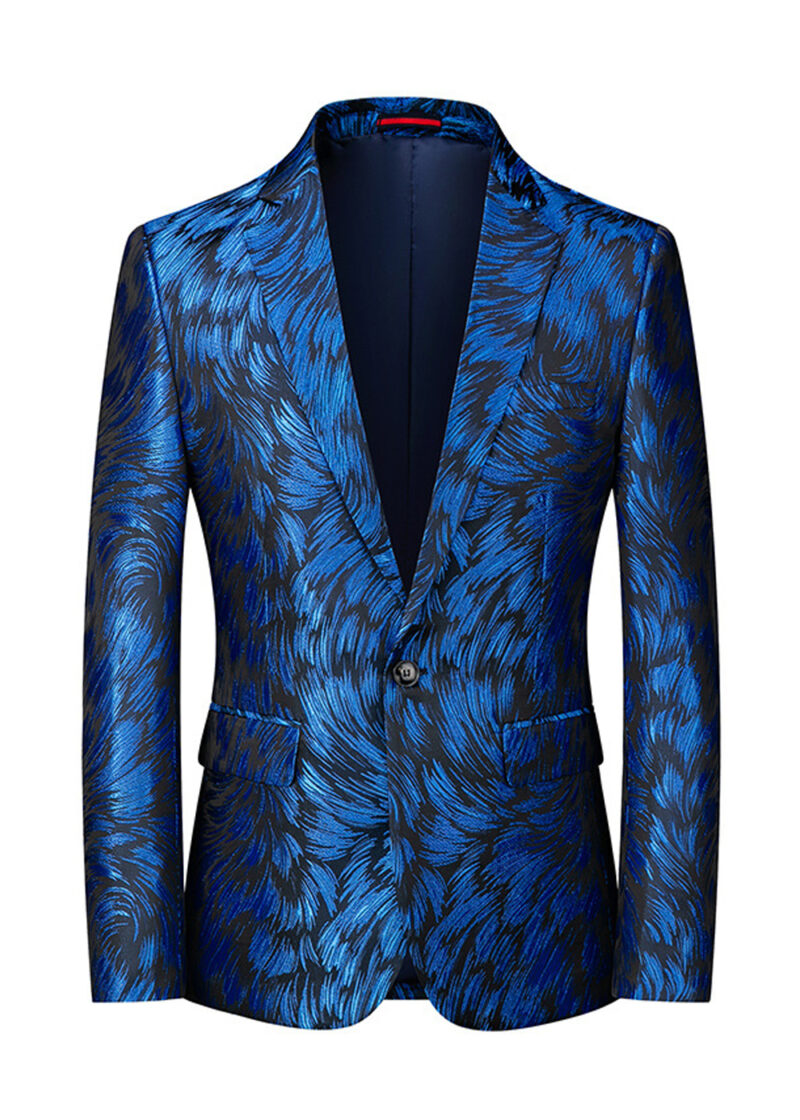 Men's Swirl Pattern 1 Button Notch Lapel Blazer