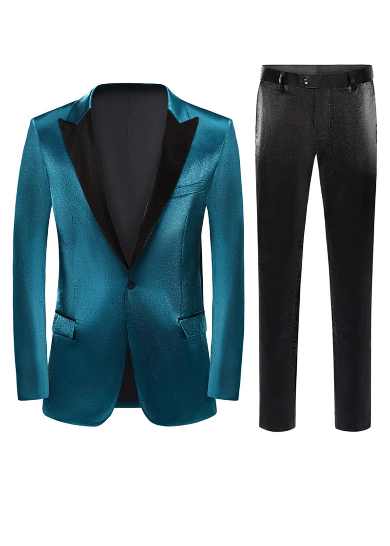 Men's 2-Piece Peacock Blue Peak Lapel Wedding Tuxedo Suit Men's 2-Piece Peacock Blue Peak Lapel Wedding Tuxedo Suit
